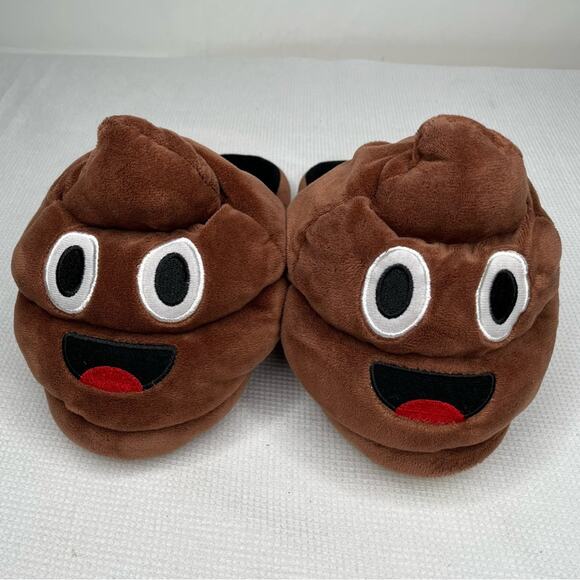 DanDee Collectors Choice Poop Emoji Brown Plush Slippers Size M 7-8 - Picture 1 of 6